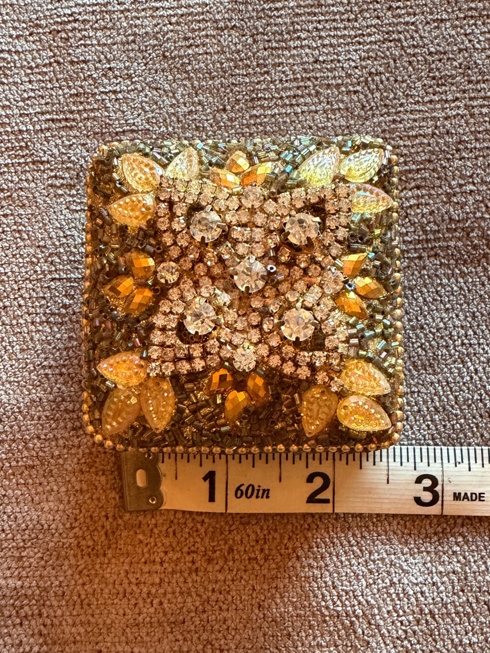 Rhinestone Encrusted Gold Trinket Box - Picture 8 of 8